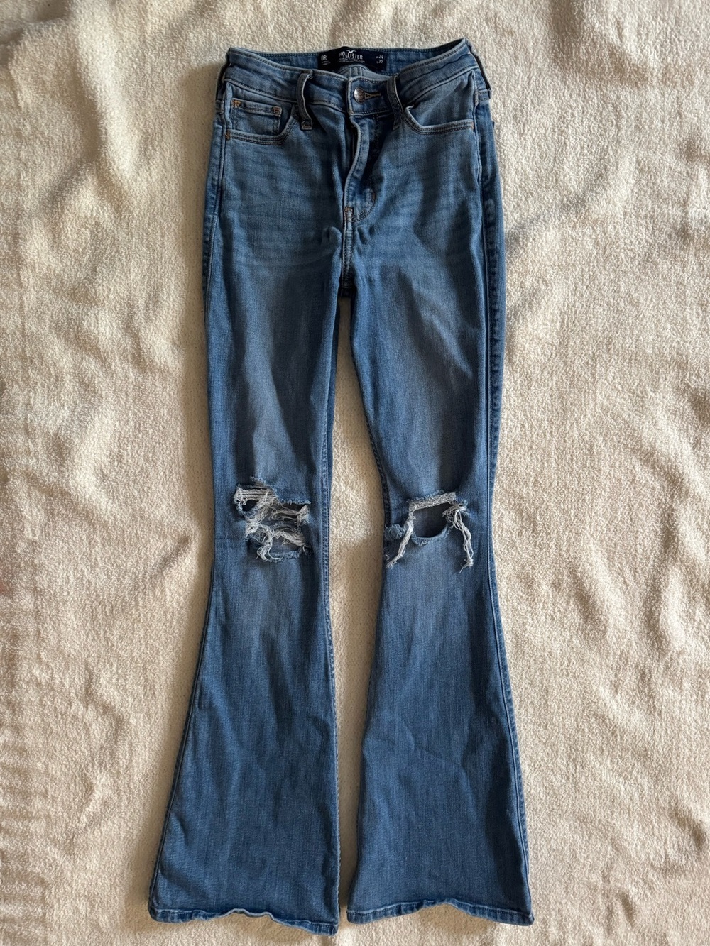 Hollister Blue Ripped Flare Jeans